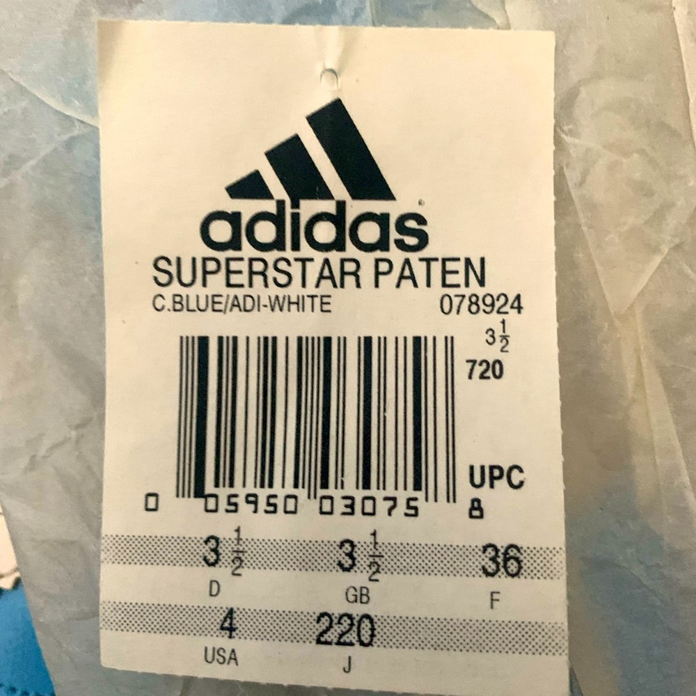 Adidas Superstar Men size 3.5 Vintage Look - Light Blue and White - Picture 6 of 6
